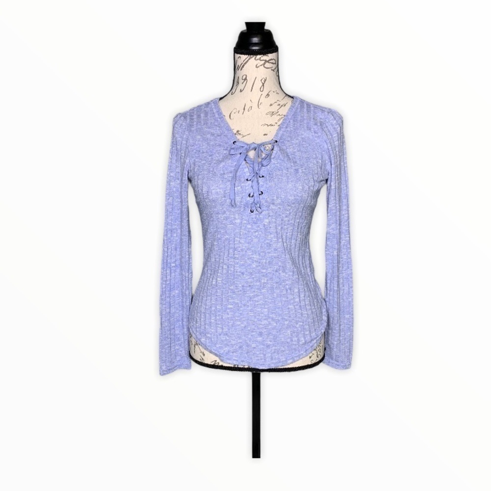 William Rast Ribbed Lace-Up Front Top